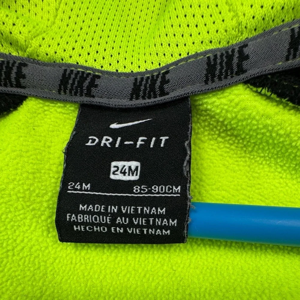 Nike Dri-FIT Toddler Boys Full Zip Hoodie Neon Yellow Black 24M 26-629‎